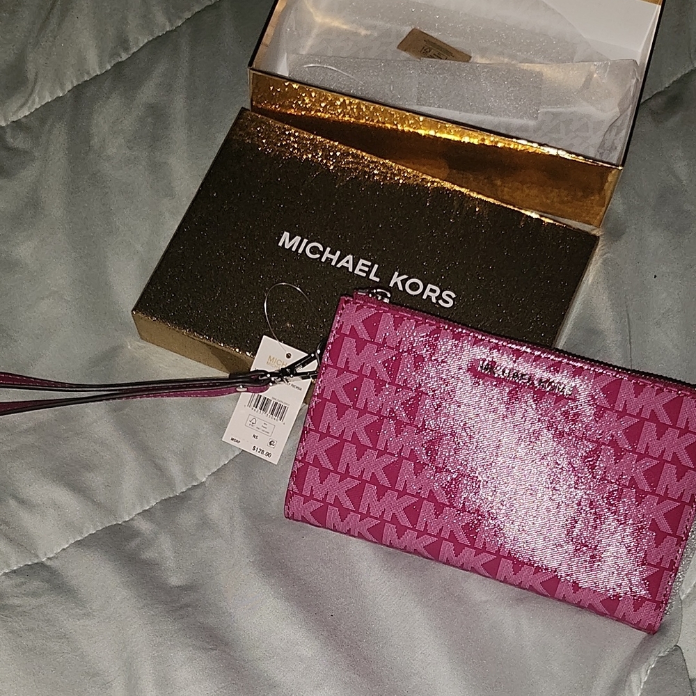 Michael Kors Pink Clutch with Signature Monogram